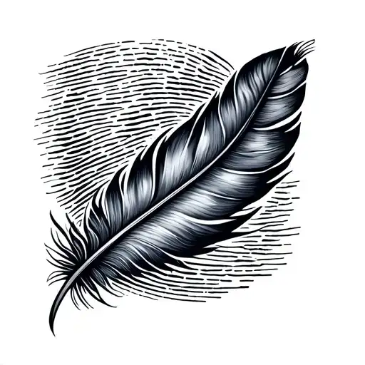 Curve Feather Tattoo In Thumb Print