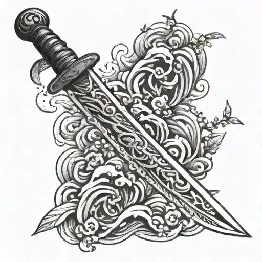 Stone Samura Sword Cherry Wood