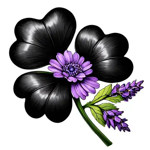4 Leaf Clover With Lavender Flower