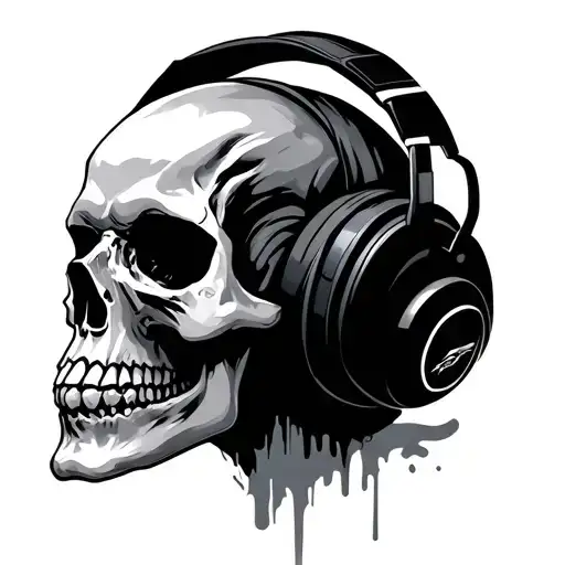 Skull Wearing Headphones