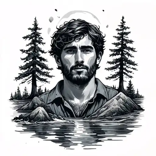 Alone Man Ties With Adventure And Nature