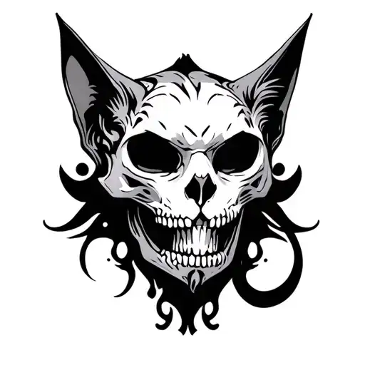 Symmetrical Cat Skull Demon