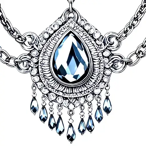 Teardrop-shaped Jewel Tassel On Fine Chain