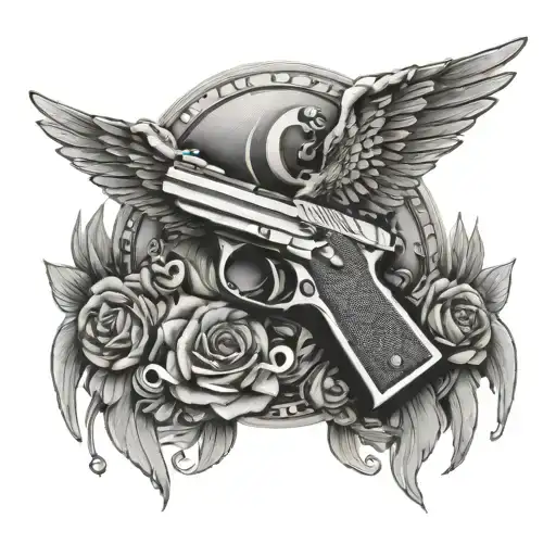 Angle With Wings Holding A Glock