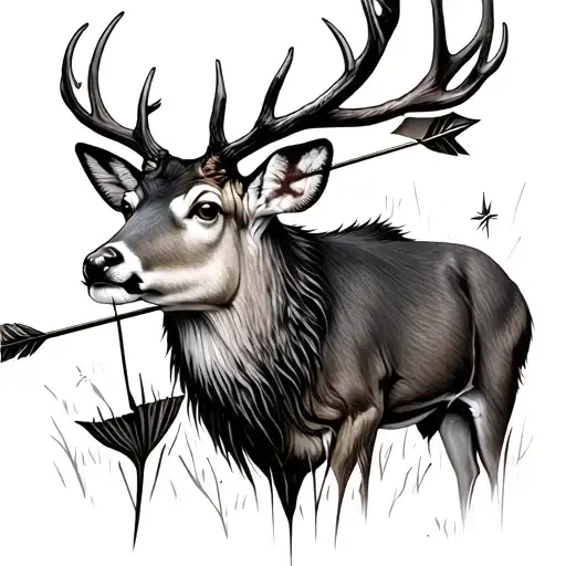 Deer Is Wounded By An Arrow