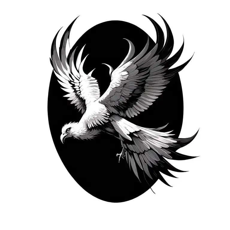 Fine Line Minimal Pheonix Flying