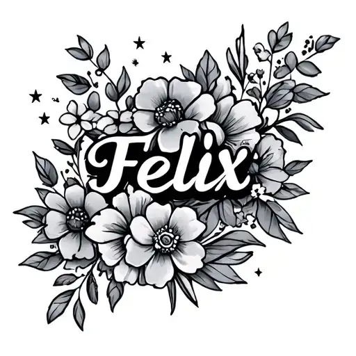 Felix Name With Flowers And Stars