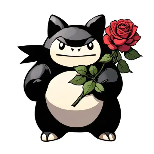 Snorlax Holding A Rose