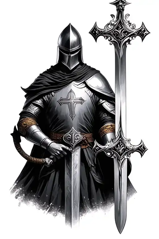 A Realism Knights Templar Knight With A Sword