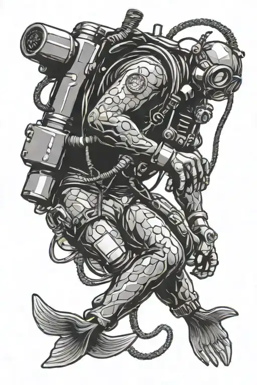 Scuba Diver With A Knot In The Regulator Hose