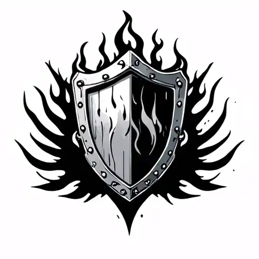 Shield With Flame Simbol