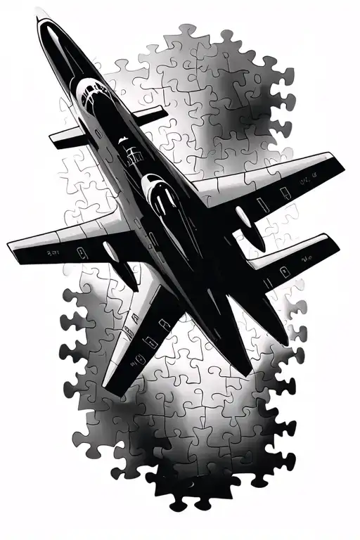 Jet Plane Made Of Puzzle Pieces