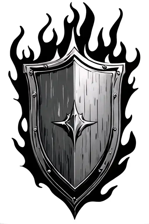 Shield With Flame Simbol