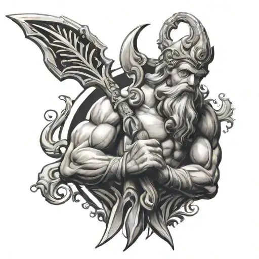 Poseidon Holding A Trident