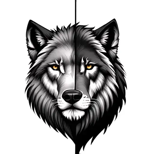 Half Wolf Head Half Lion's Head