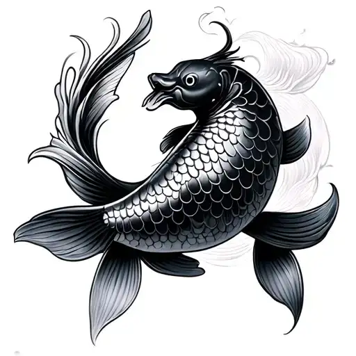 Koi Japanese Zen Samurai Yin Yan