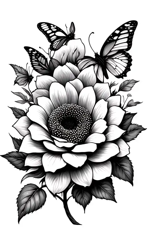 Roses Sunflower Butterflies