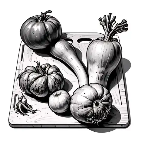 Zombie Vegetables On Cutting Board