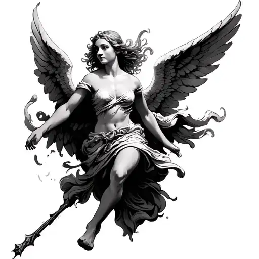 Angel With A Staff Running