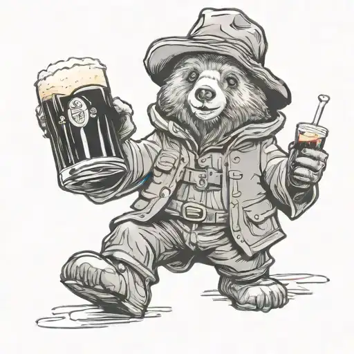 Paddington Bear Holding A Pint Of Guinness