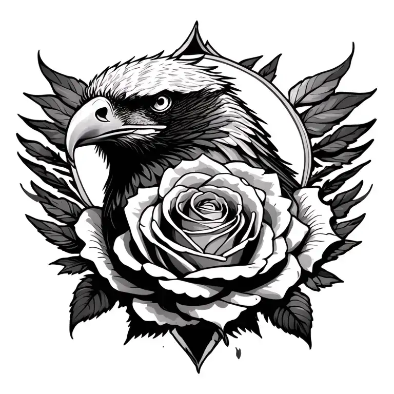 Eagle With Rose Intertwined
