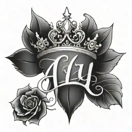 Aly Name Tatoo Design With Simplecrown