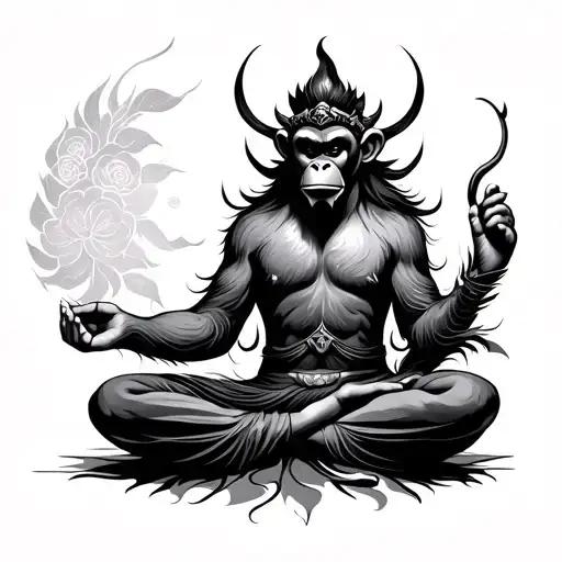 Monkey King Meditating Minimalist