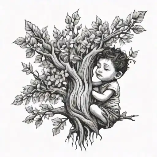 Child Holding On To The Branch Of A Tree Of Life