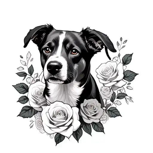 Dog Surrounded By Roses