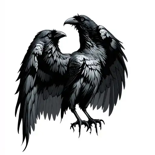 Distorted Crow Wings Spread Wings With Head Center