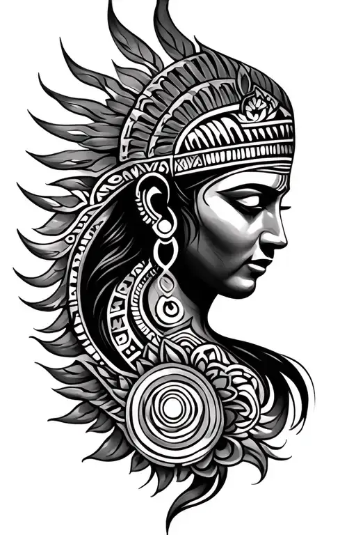 Create A Shoulder Tattoo With A Sudharshan Chakra And Incan And Maori Fusion