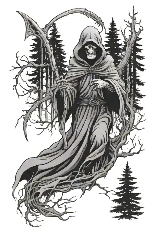 Grim Reaper In Forest