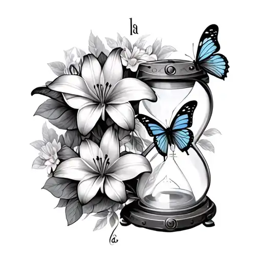 Hour Glass Butterflies Lillies Handcuff Compass