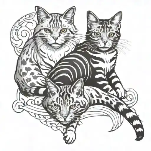 Three Cats On Top Of Each Other