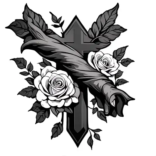 Cross With Rosery Wrapped Around The Hand