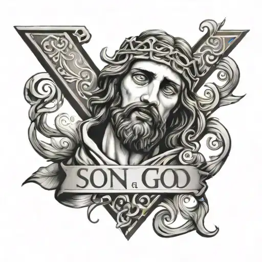 Son Of God Word Neck Tattoo Design