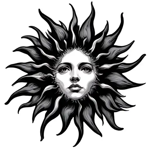 Sun Around A Diamond Shaped Line Outlining