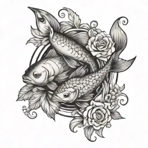 Pisces With March Flower