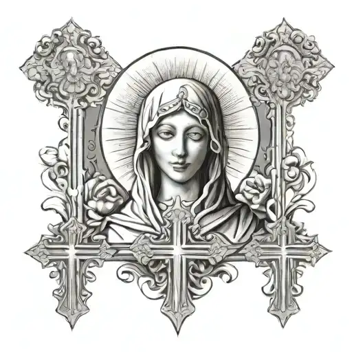 God The Crosses And The Virgin Mary