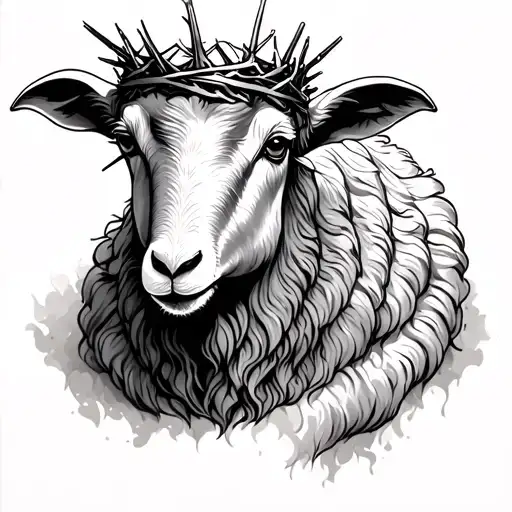 Lamb With Crown Of Thorns Fine Line