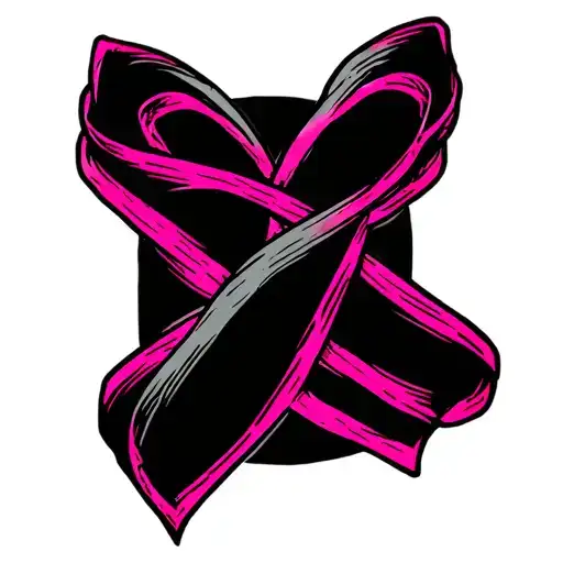 Pink Cancer Ribbon Wrapped