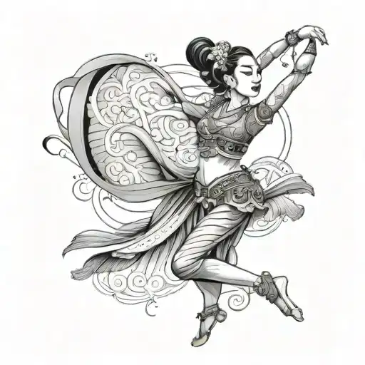 Women Lao Dancer Gracefully Moving