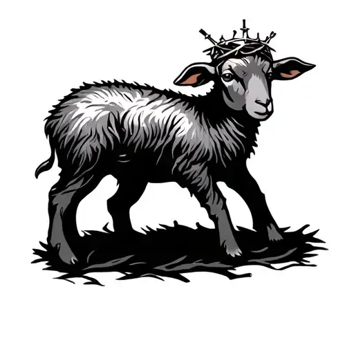 Very Simple Lamb With Crown Of Thorns Fine Line