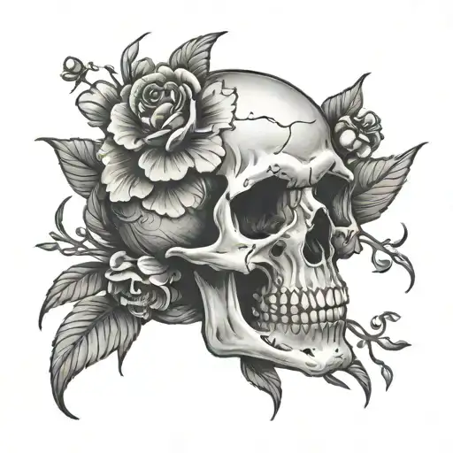 Skull And Flowers