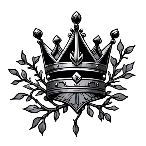 Crown And A Twig Vine Emblem
