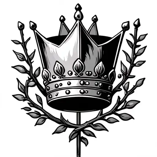 Crown And A Twig Vine Emblem
