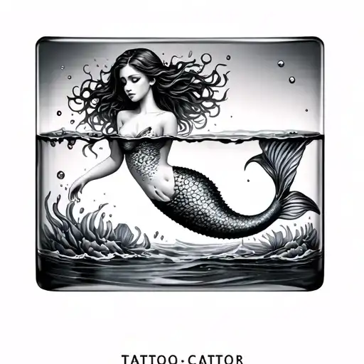 Mermaid In A Glass Bottle Full Of Water