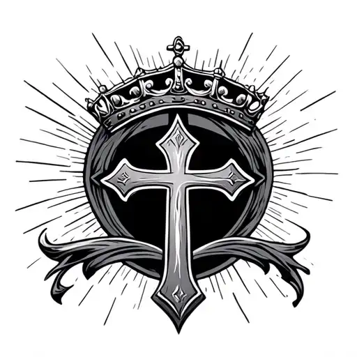 Simple Christian Cross With Crown