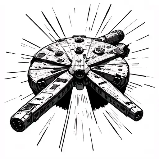 Millennium Falcon Flying Through Open Door