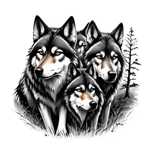 3 Wolves In The Woods